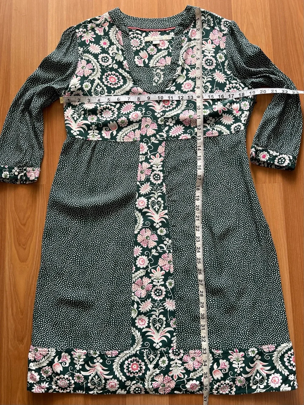 Boden Mollie Floral Viscose Dress Green Pink Print Size US 10 - Picture 3 of 11